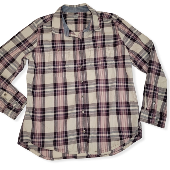 Carhartt 102262 Women's Dodson Long Sleeve Plaid Shirt Size Large 12-14 Oversize - Picture 1 of 14